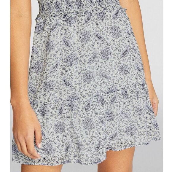 PAIGE Silk Georgette Giannina Mini Dress White/Periwinkle Size XS - Picture 7 of 13